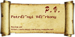 Petrányi Várkony névjegykártya